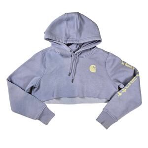 Carhartt Relaxed Fit  Cropped Sweatshirt Hoodie Periwinkle Small